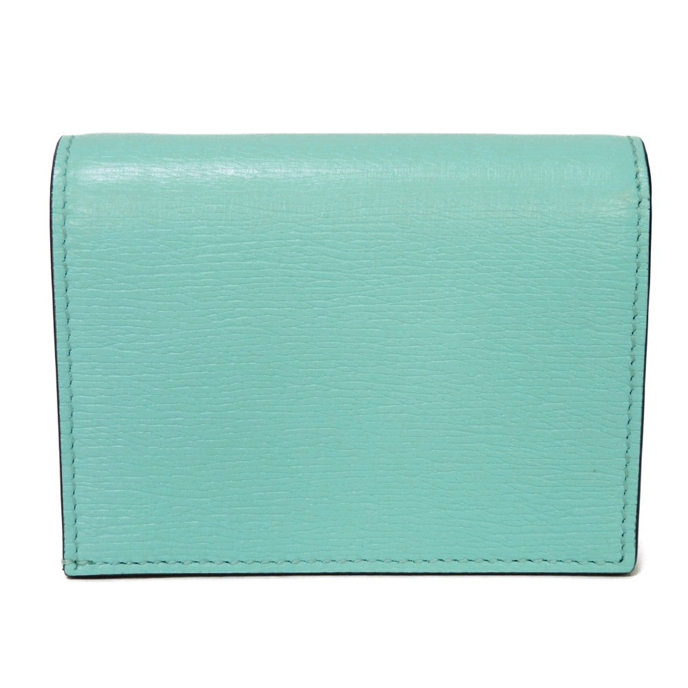 GUCCI Bifold Wallet 701009 Textured leather Pastel blue logo Bananya Compact Wallet Women