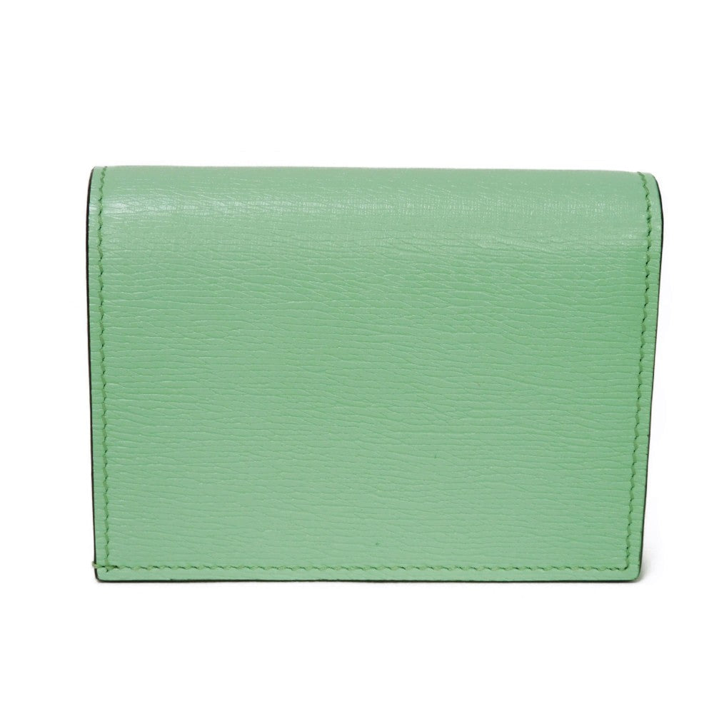 GUCCI Bifold Wallet 701009 U22AG 3067 Textured leather Mint green logo Bananya Compact Wallet Women