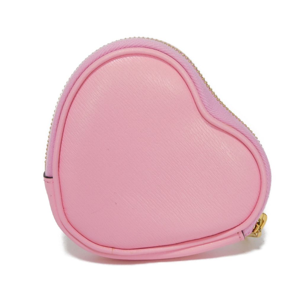 GUCCI Coin case 701062 U22AG 5964 Textured leather Light pink Banana Bolt Inazuma Un d logo Bananya Heart Shape Coin Case unisex(Unisex)