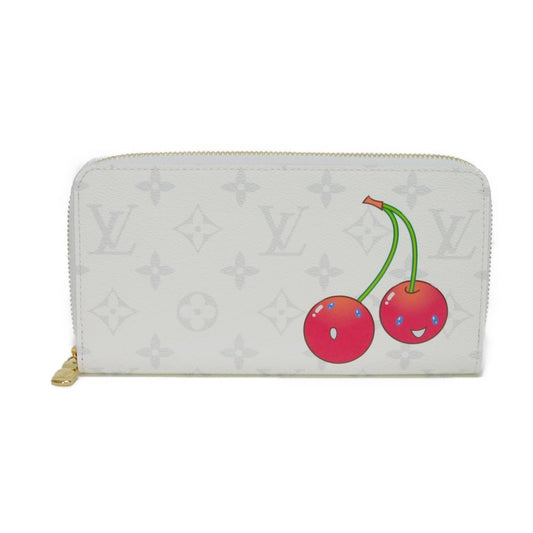 LOUIS VUITTON Long Wallet Purse M14240 Monogram canvas x grain leather white Takashi Murakami LV logo flower cherry RFID un d Monogram Cherry LVxTM Zippy Wallet unisex(Unisex)