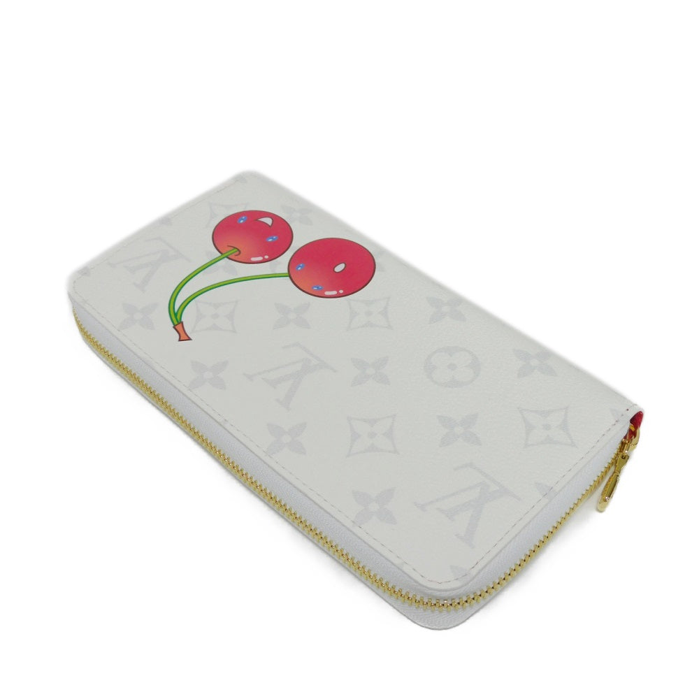 LOUIS VUITTON Long Wallet Purse M14240 Monogram canvas x grain leather white Takashi Murakami LV logo flower cherry RFID un d Monogram Cherry LVxTM Zippy Wallet unisex(Unisex)