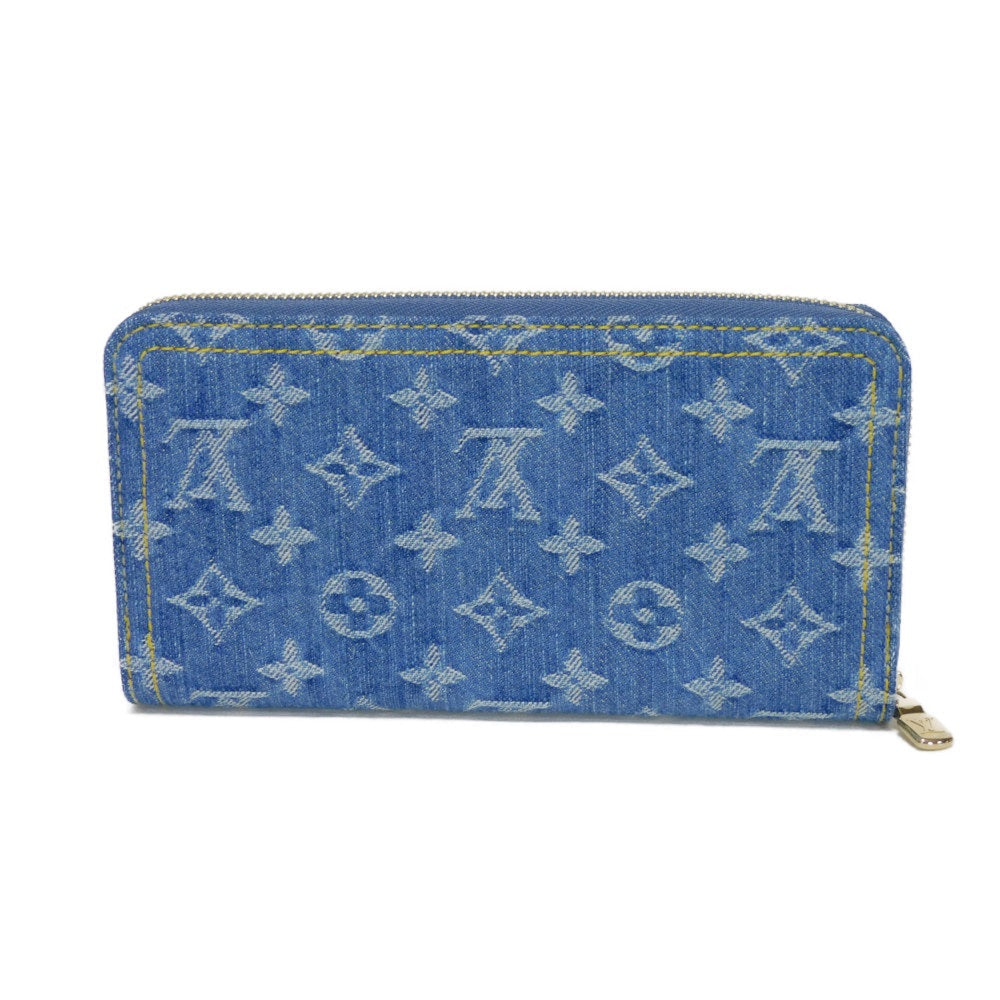 LOUIS VUITTON Long Wallet Purse M23161 Monogram denim canvas and grained leather blue Takashi Murakami LV logo flower cherry RFID un d Monogram Denim Cherry LVxTM Zippy Wallet unisex(Unisex)