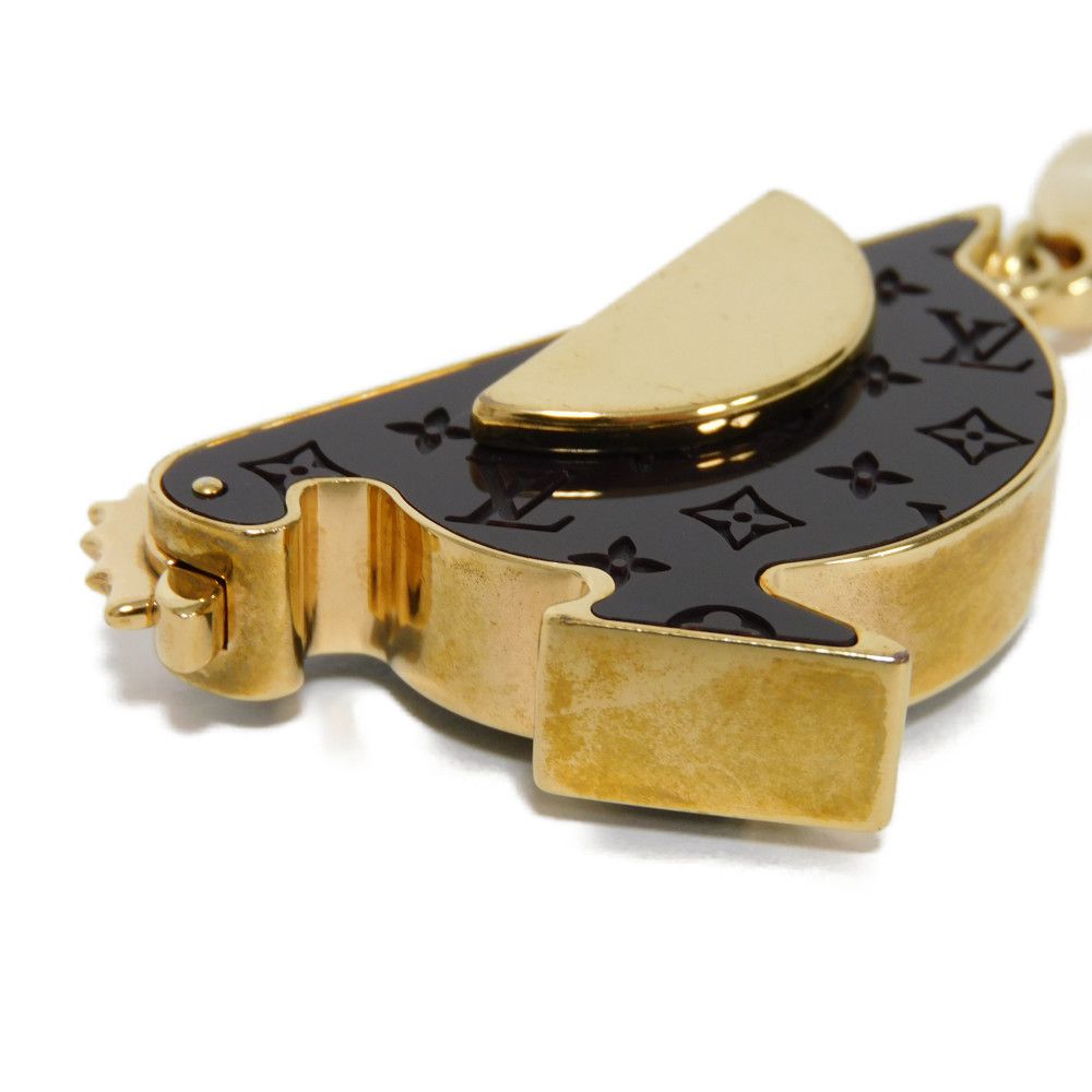 LOUIS VUITTON key ring lacquer Two-tone color (gold) Chicken Monogram Bijoux Sac Animania Bird Women(Unisex)