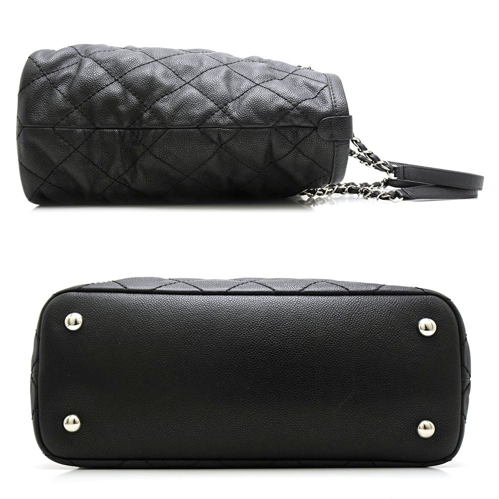 Chanel Tote Bag Cocomark Matrasse Caviar Skin Black
