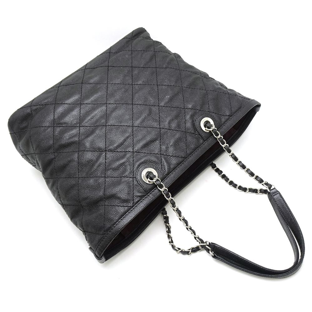 Chanel Tote Bag Cocomark Matrasse Caviar Skin Black