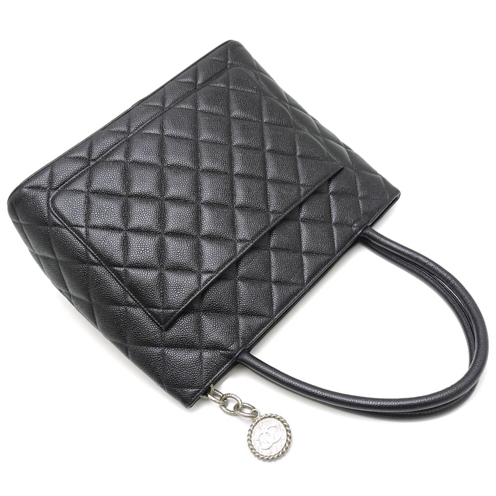 Chanel Reprint Tote Bag Caviar Skin Black x Silver Metal