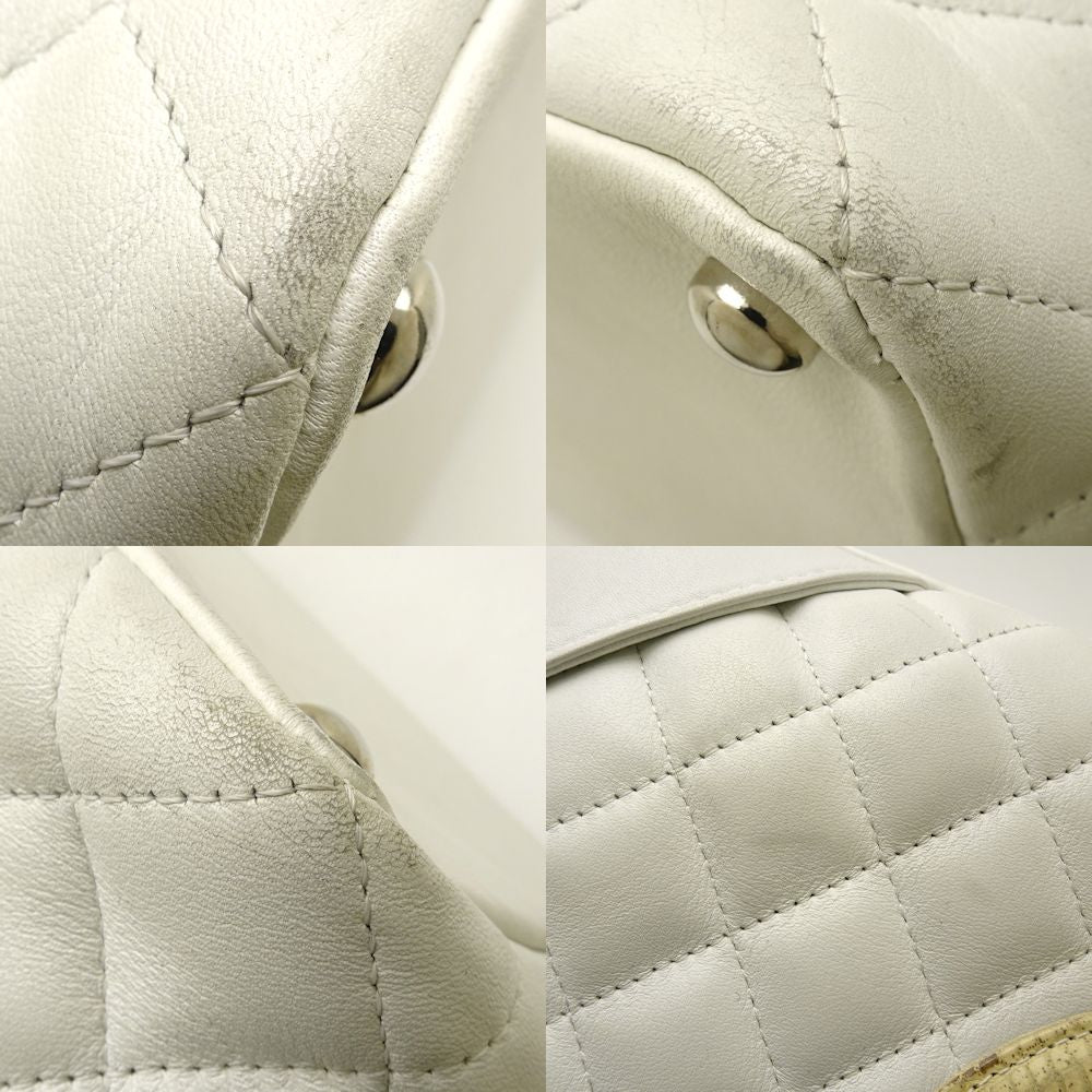 Chanel Cambon Line Tote Bag Lambskin Python White