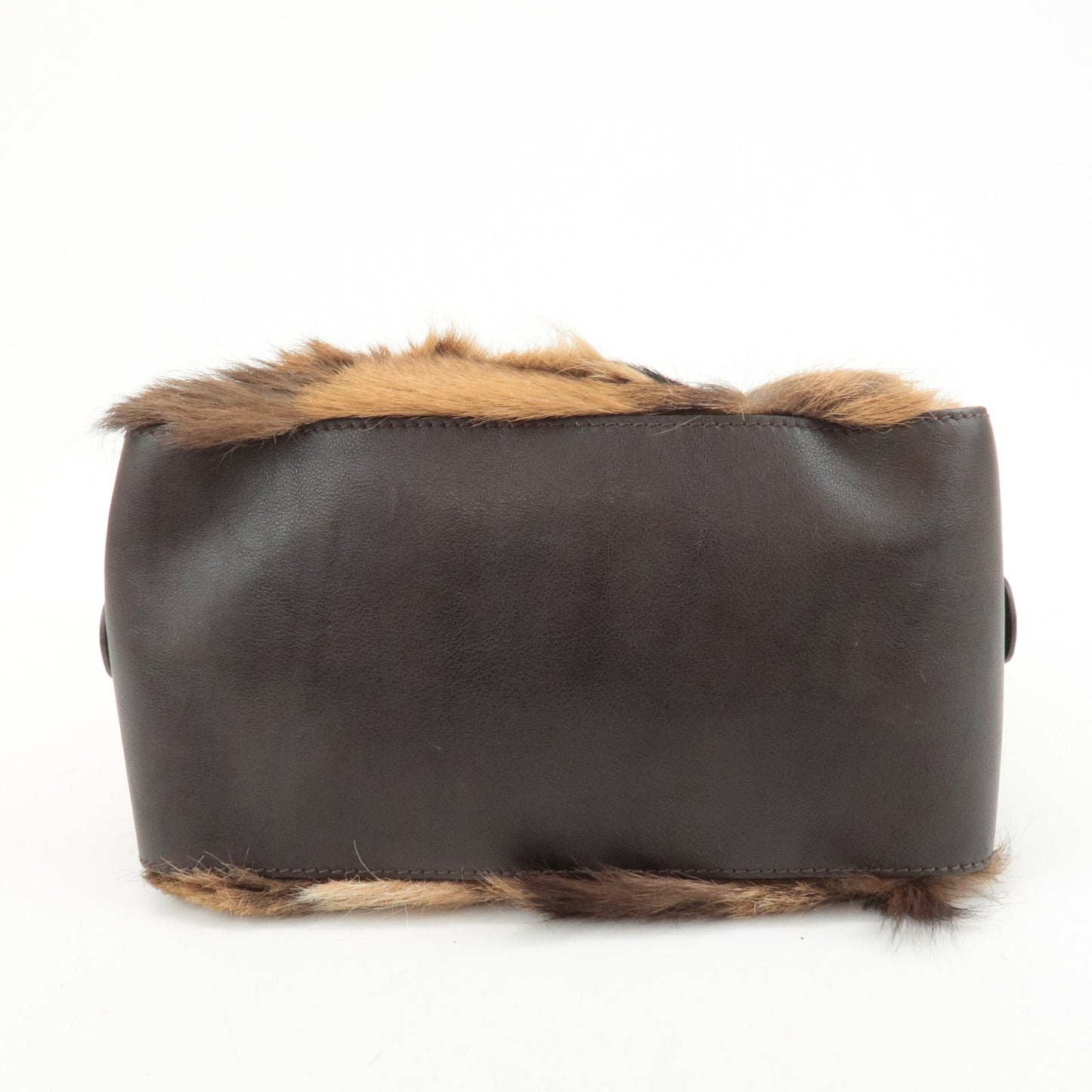 FENDI Unborn Calf Leather Hand Bag Shoulder Bag Brown 8BR286  d