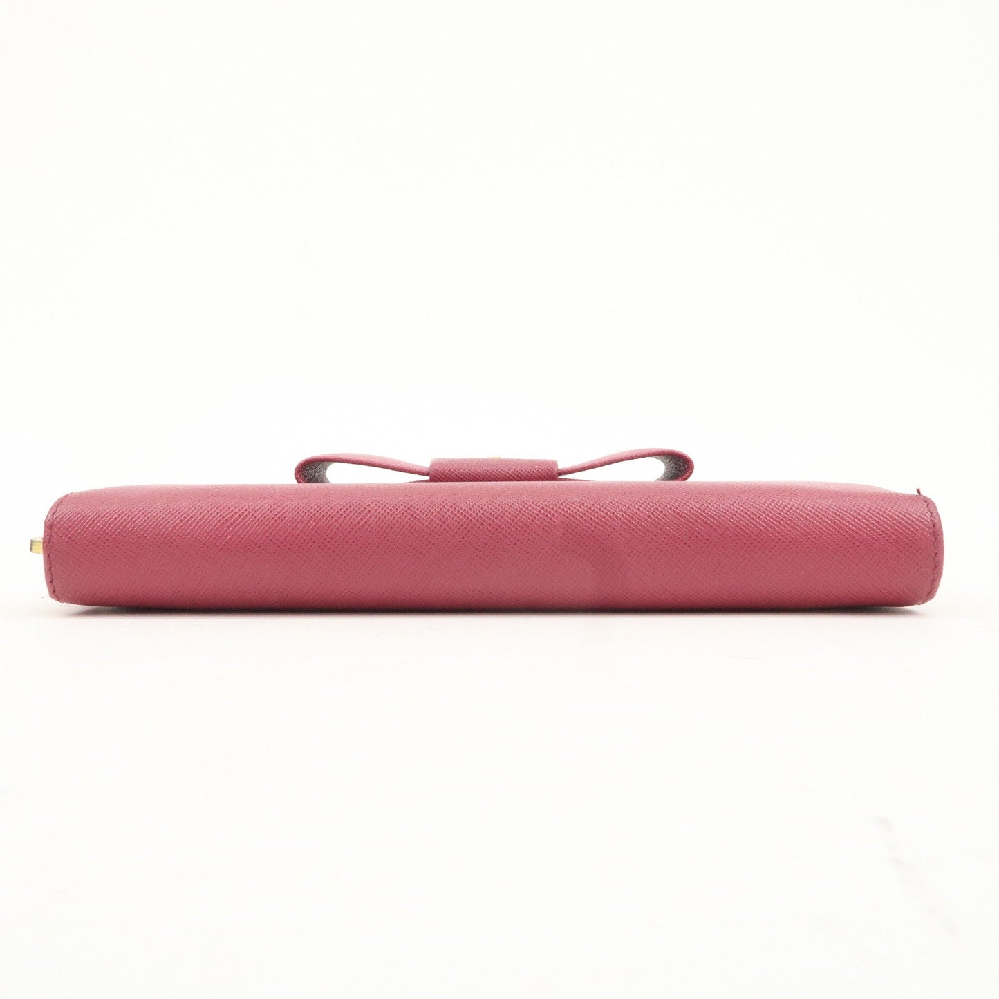 PRADA Logo Saffiano Leather Round Zipper Long Wallet Pink 1M0506  d