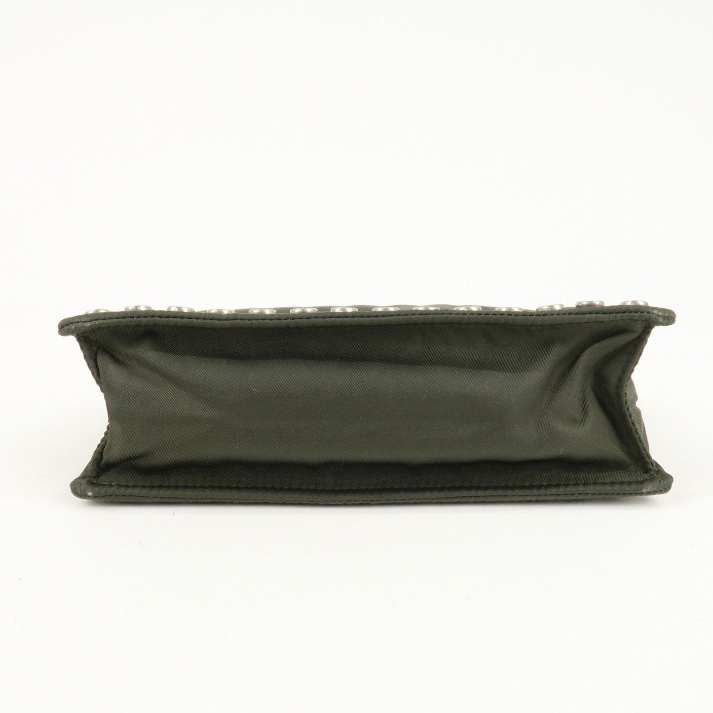 PRADA Tessuto Travel Pouch Studs Military Silver HDW  d