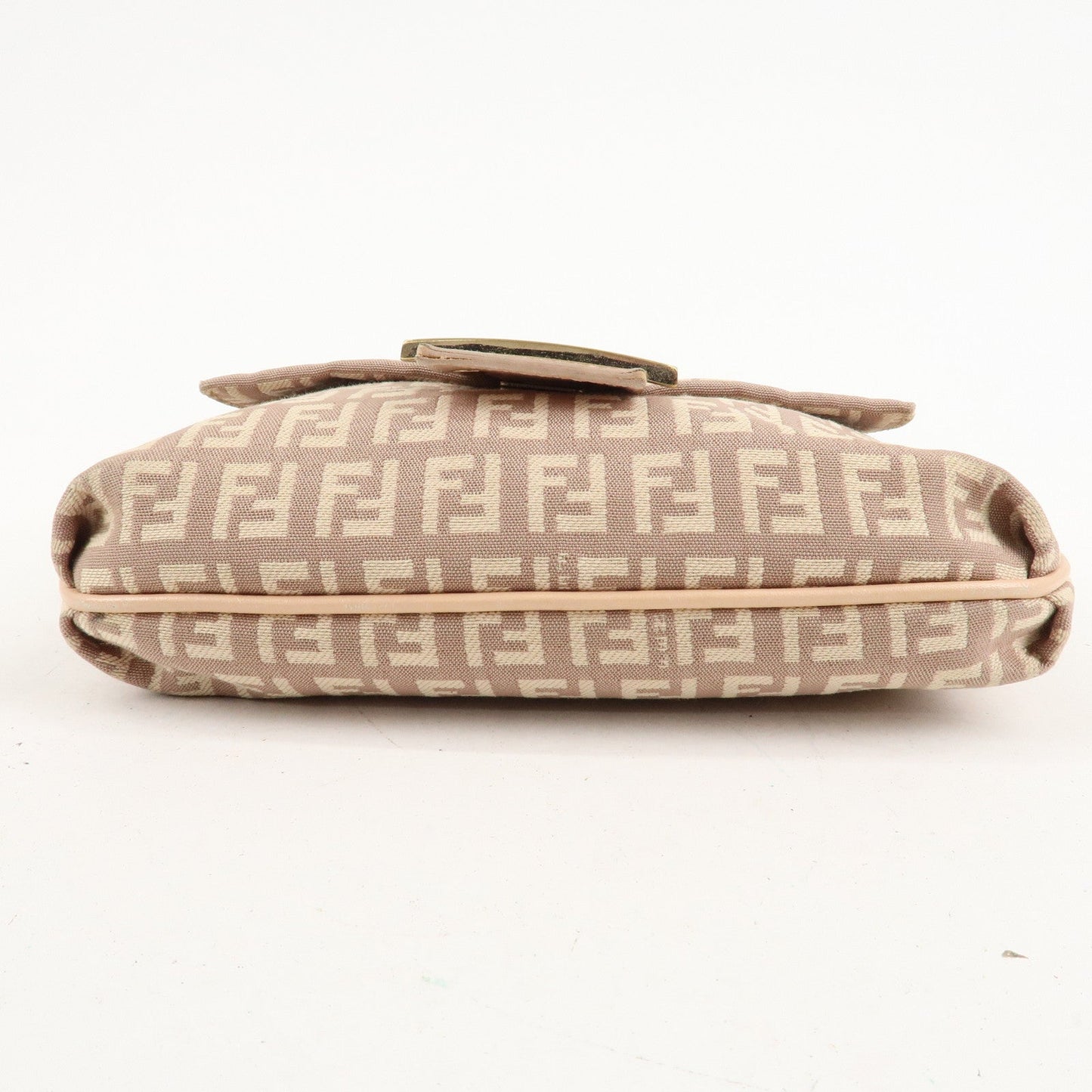 FENDI Zucchino Canvas Leather Shoulder Bag Pink Beige 8BT075  d