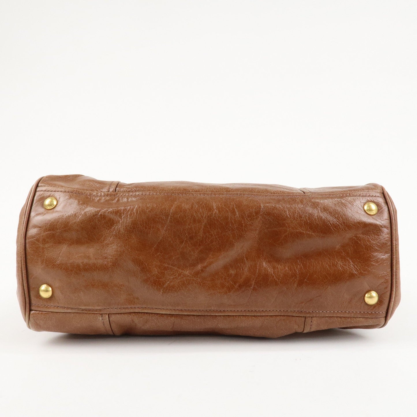 PRADA Leather 2Way Bag Shoulder Bag Hand Bag Brown  d