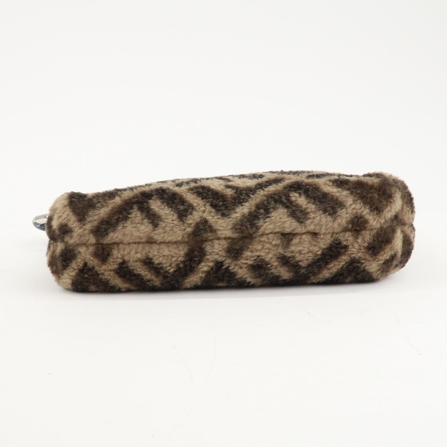 FENDI Zucca Wool Leather Clutch Bag Brown Black 7N0093  d