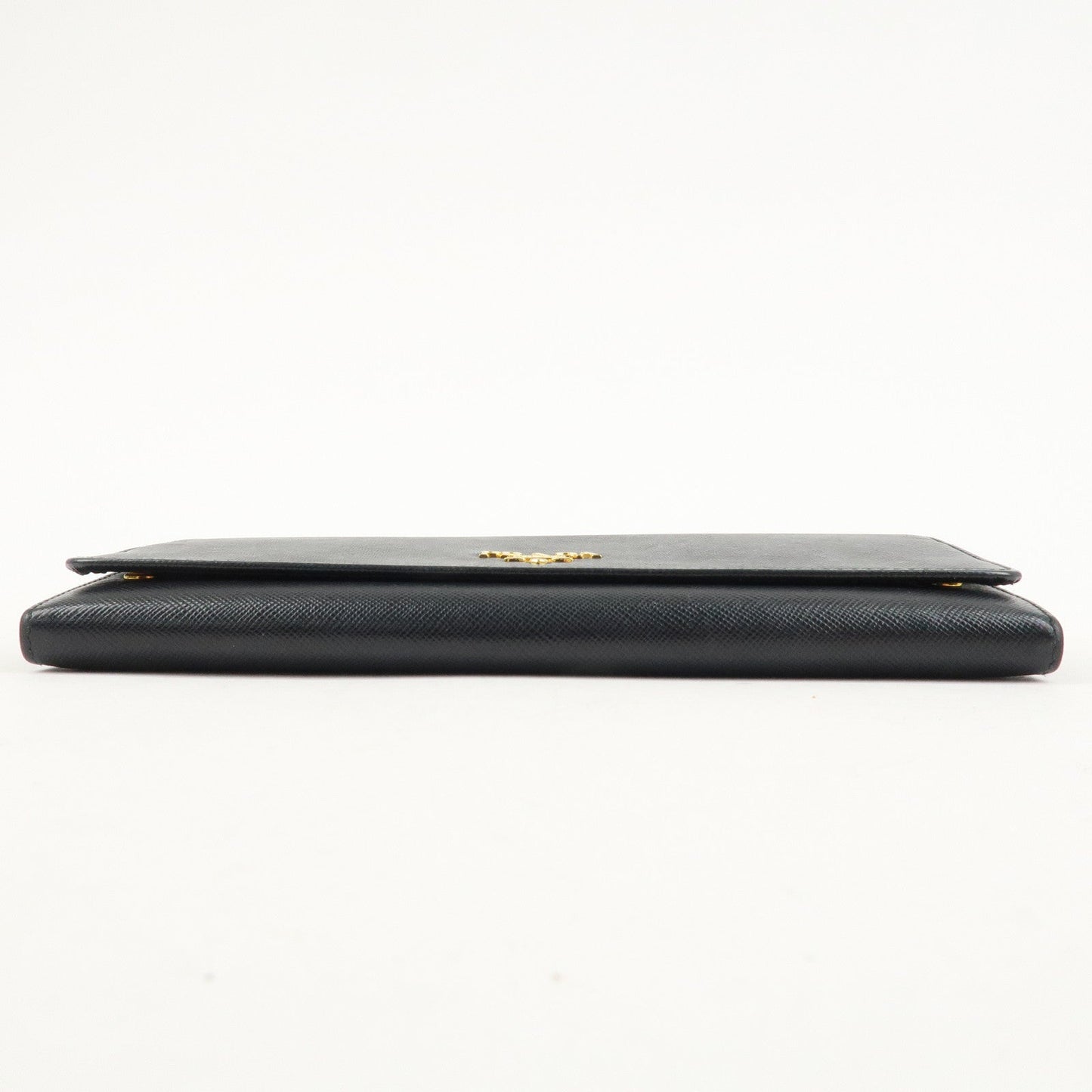 PRADA Saffiano Leather Chain Wallet Purse Black 1MT290  d