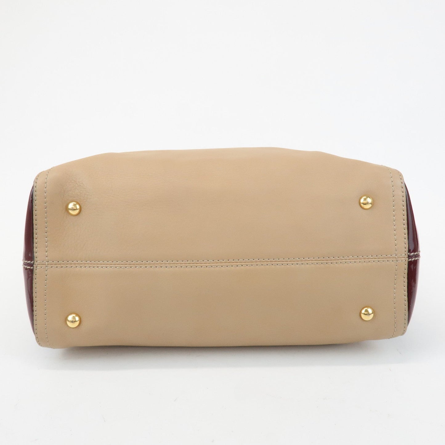 FENDI Chameleon Leather 2WAY Bag Hand Bag Beige Bordeaux 8BL114  d