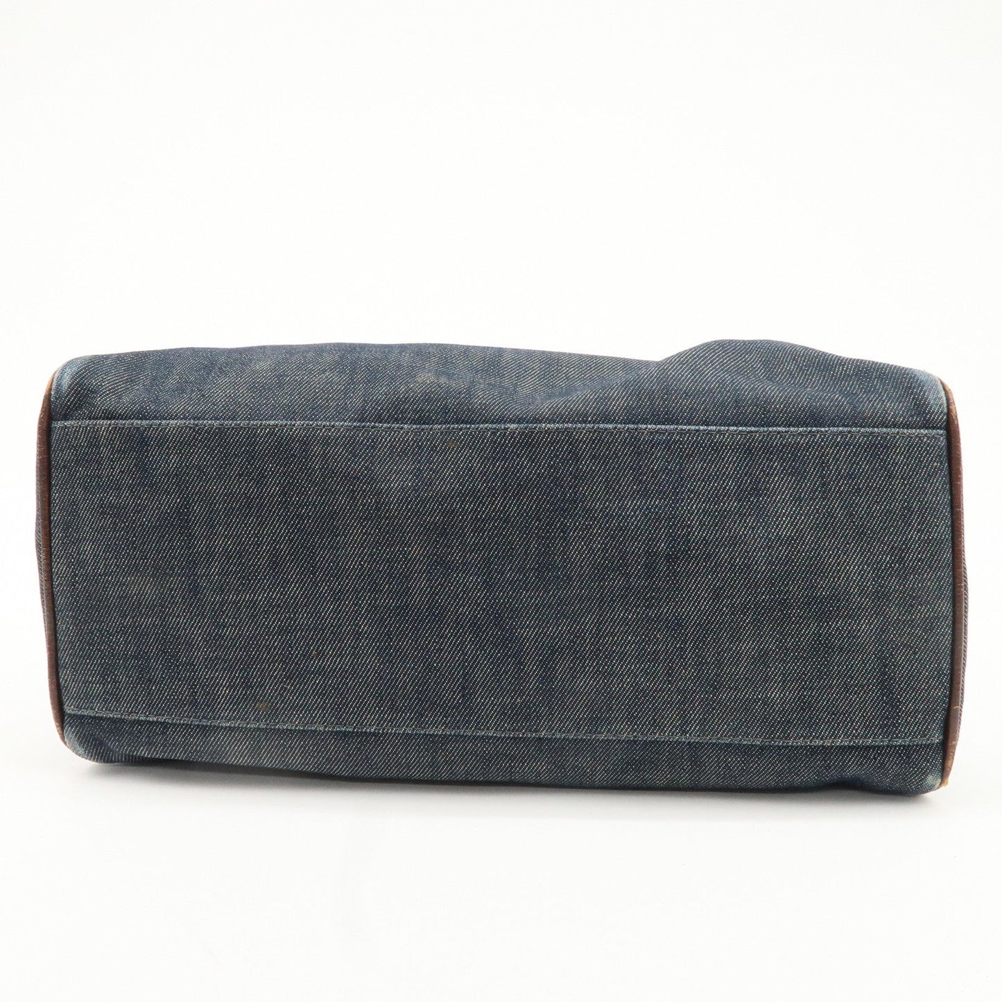 FENDI Ethnico Denim Leather Shoulder Bag Blue Brown 8BN157  d