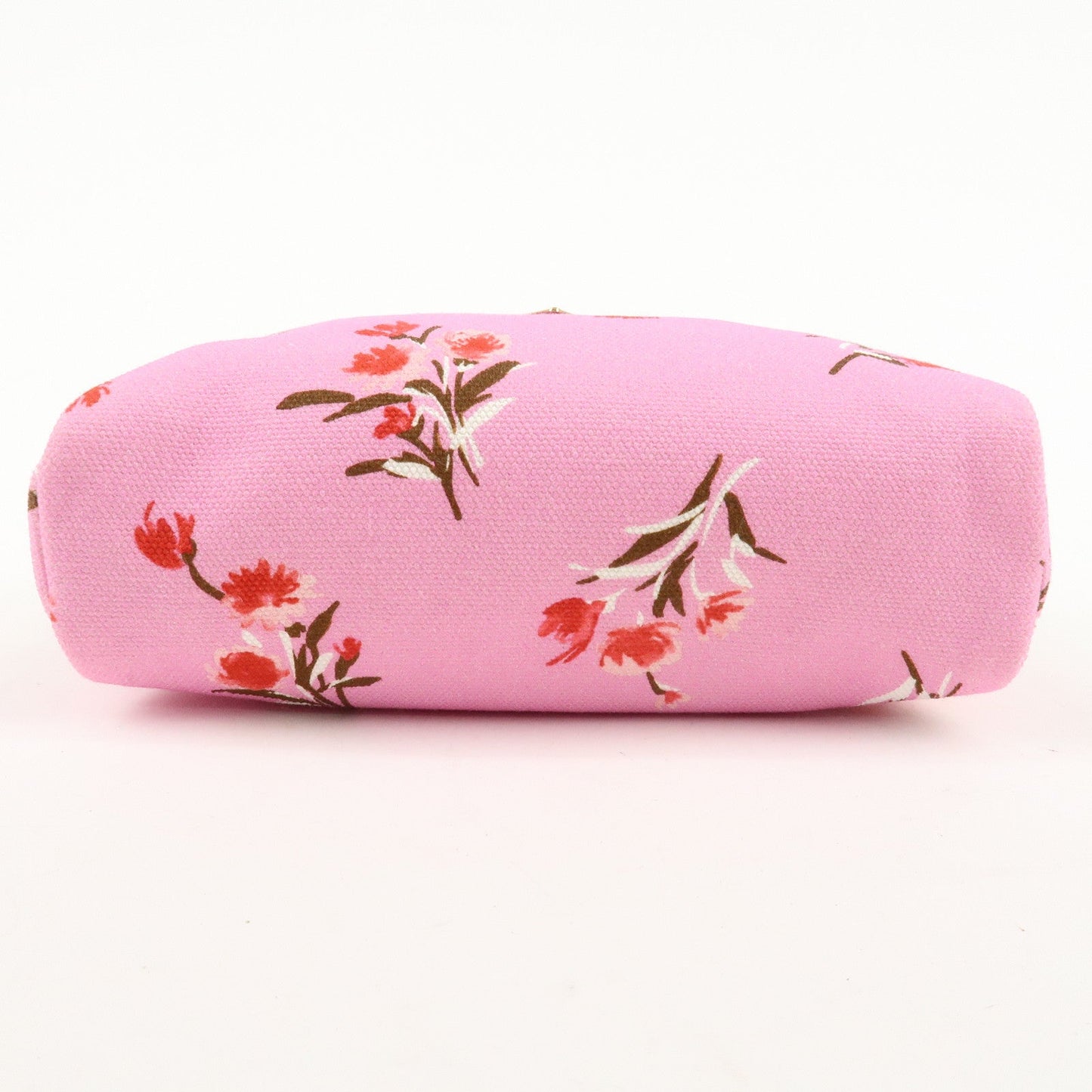 PRADA Canapa Canvas Leather Cosmetic Pouch Flower 1NA021 Pink  d