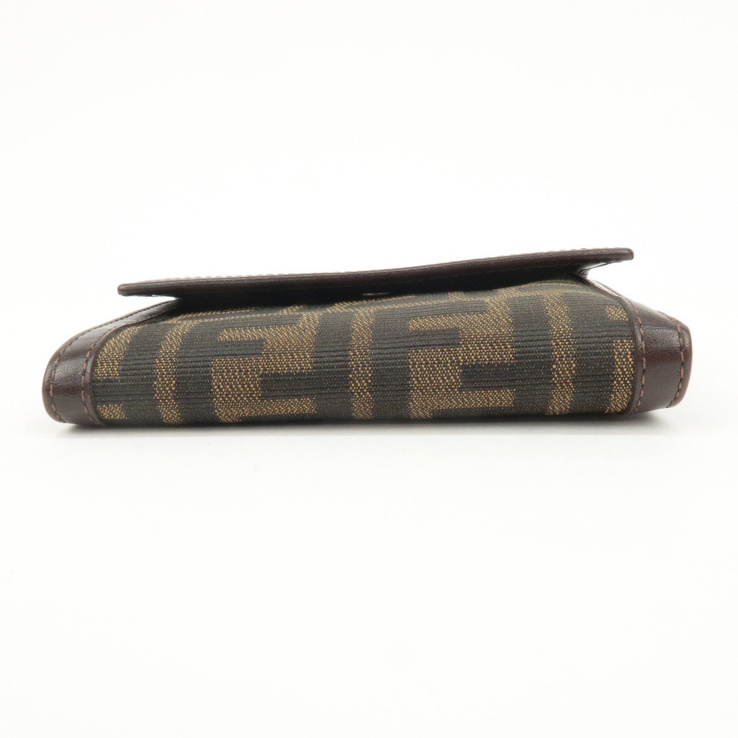 FENDI Zucca Canvas Leather Hook Tri-fold Wallet Brown 30729  d