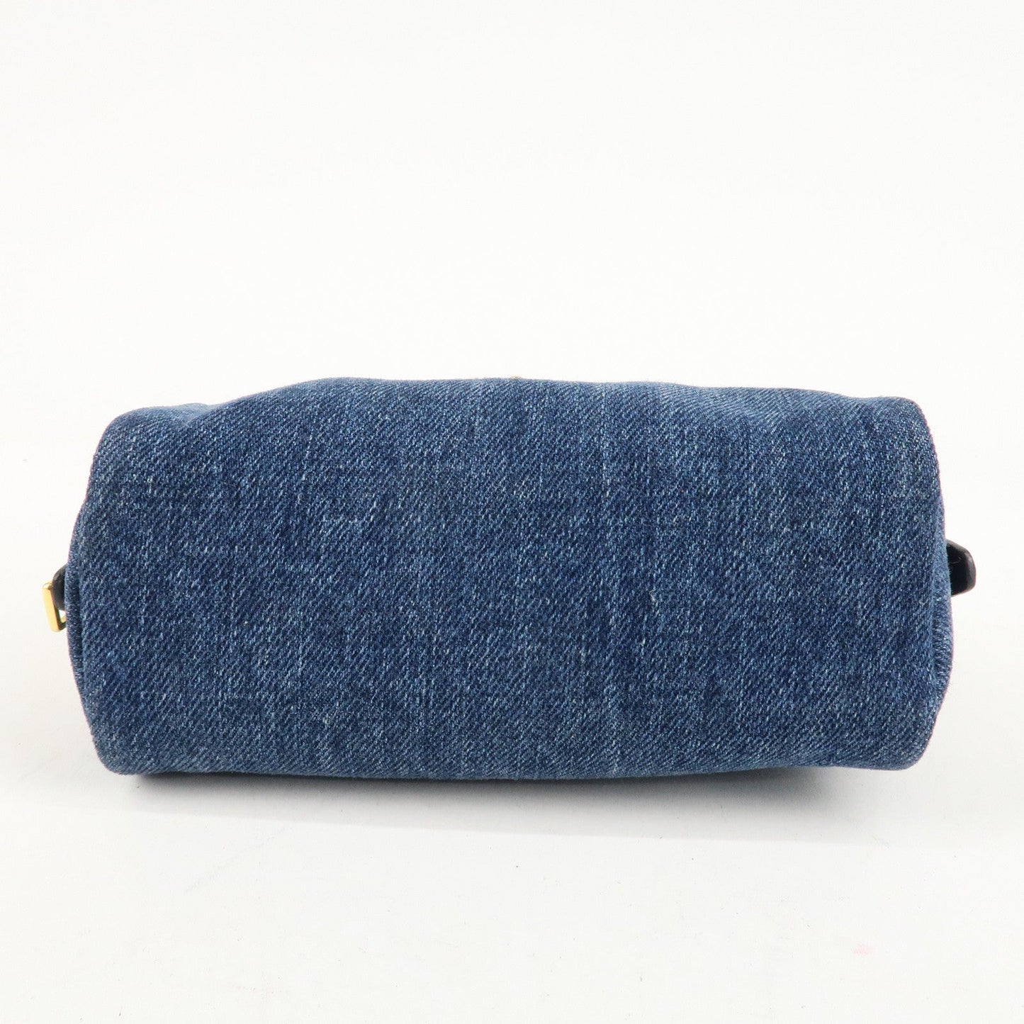 PRADA Triangle Logo Denim Pouch Cosmetic Pouch Blue  d