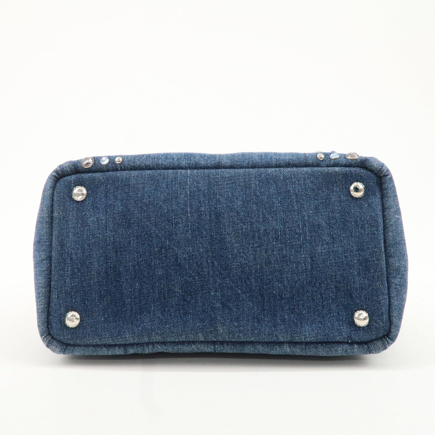 PRADA Logo Canapa Mini Denim Bijou 2Way Tote Bag Denim Blue 1BG439  d