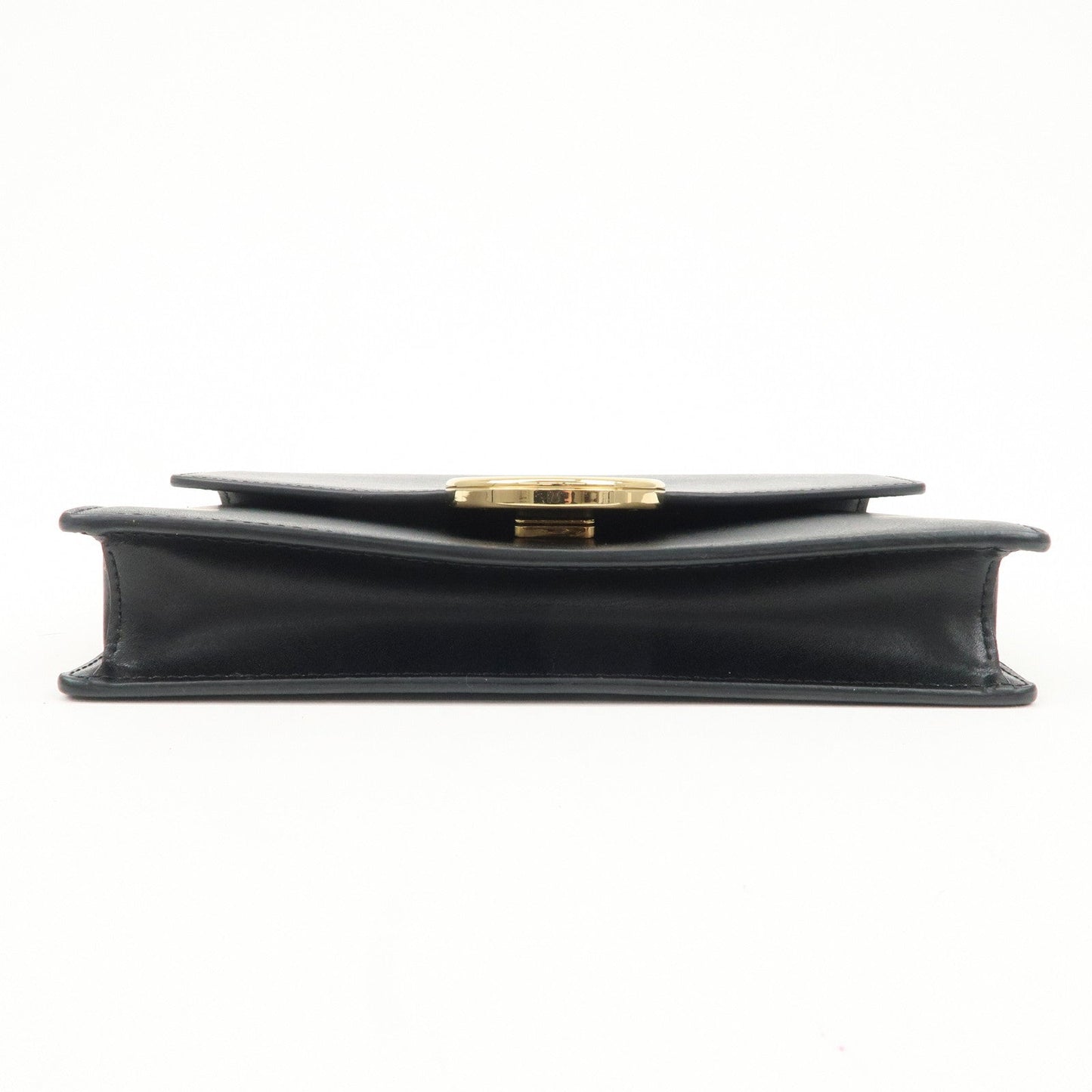 FENDI F is FENDI Leather Chain Wallet Clutch Bag Black 8BS006  d