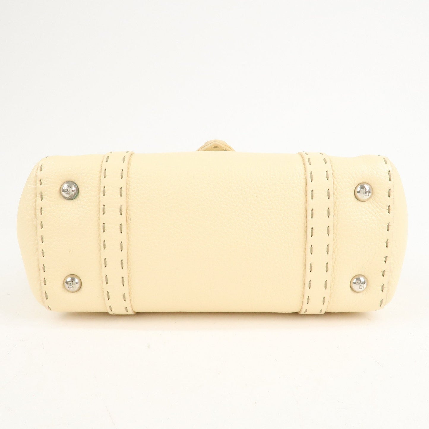 FENDI Selleria Leather Mini Linda Hand Bag Cream 8BR486  d