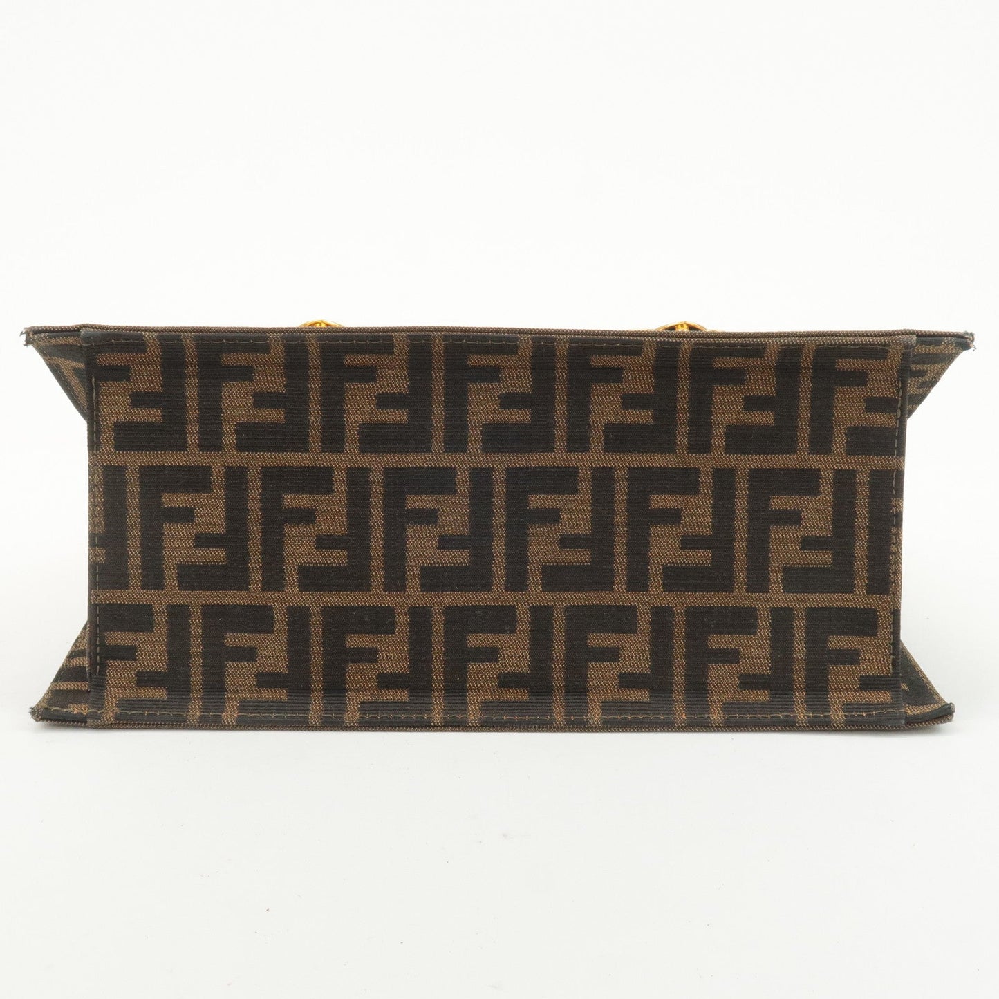 FENDI Zucca Canvas Leather Boston Bag Hand Bag Brown Black  d