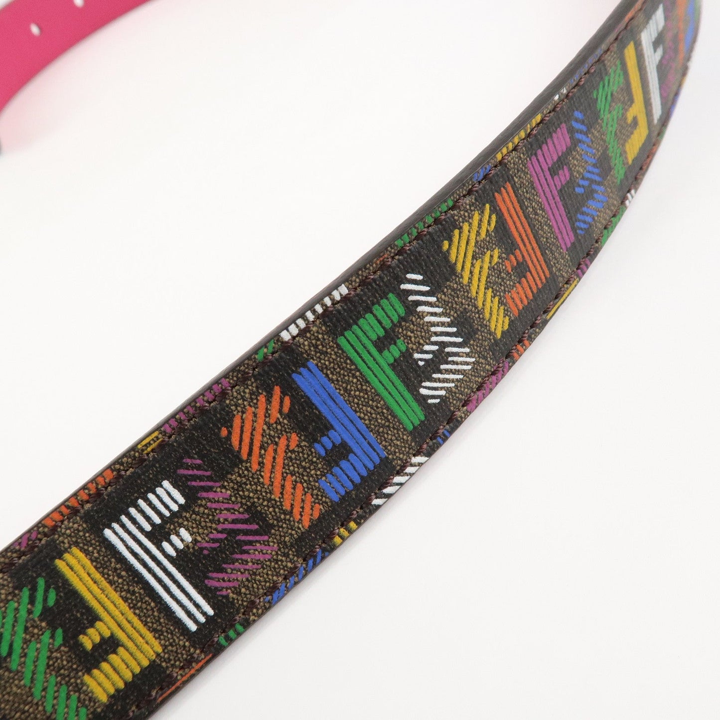 FENDI Zucchino PVC FF Logo Belt Multi Color  d