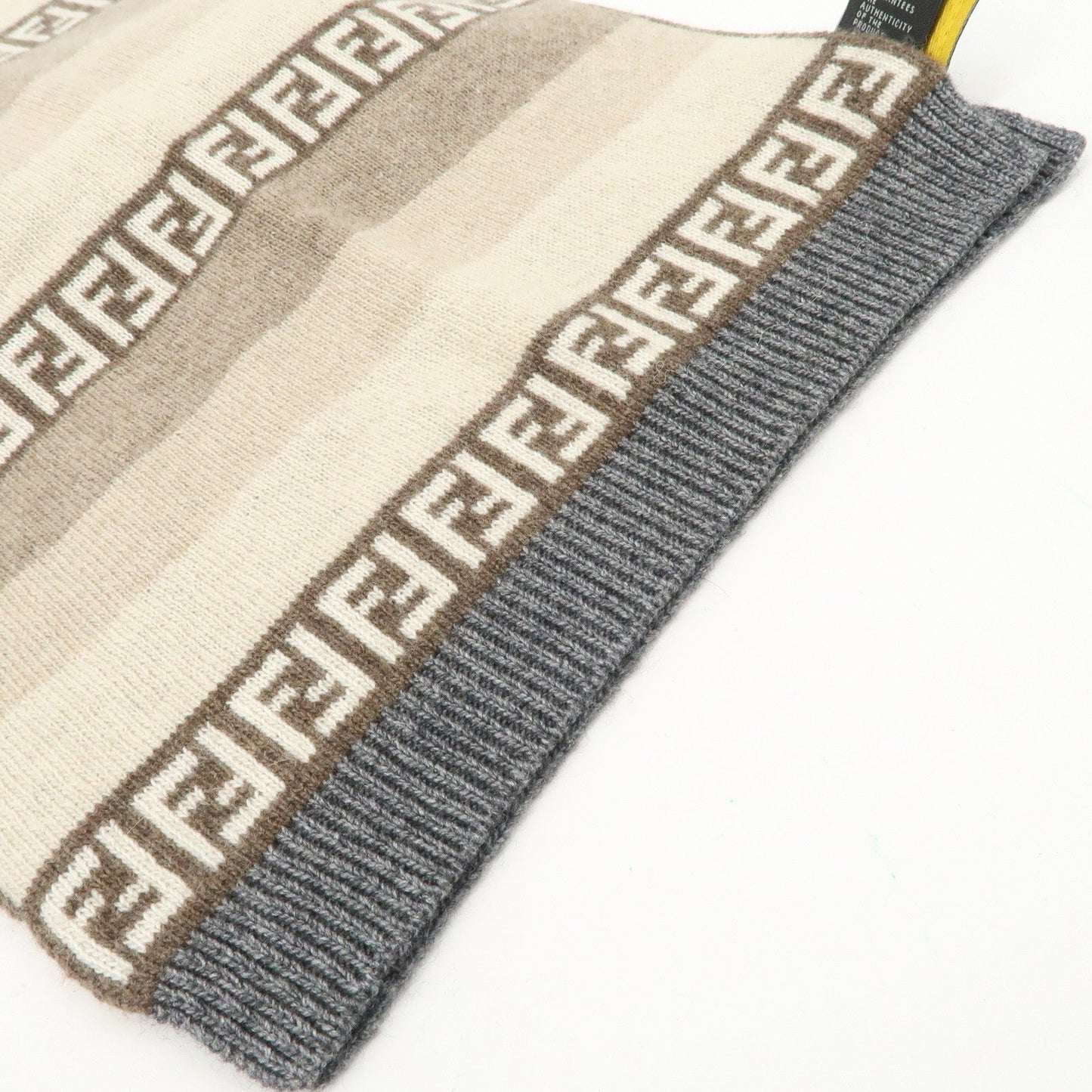 FENDI Logo Zucca Wool Viscose Nylon Cashimere Scarf Beige Brown  d
