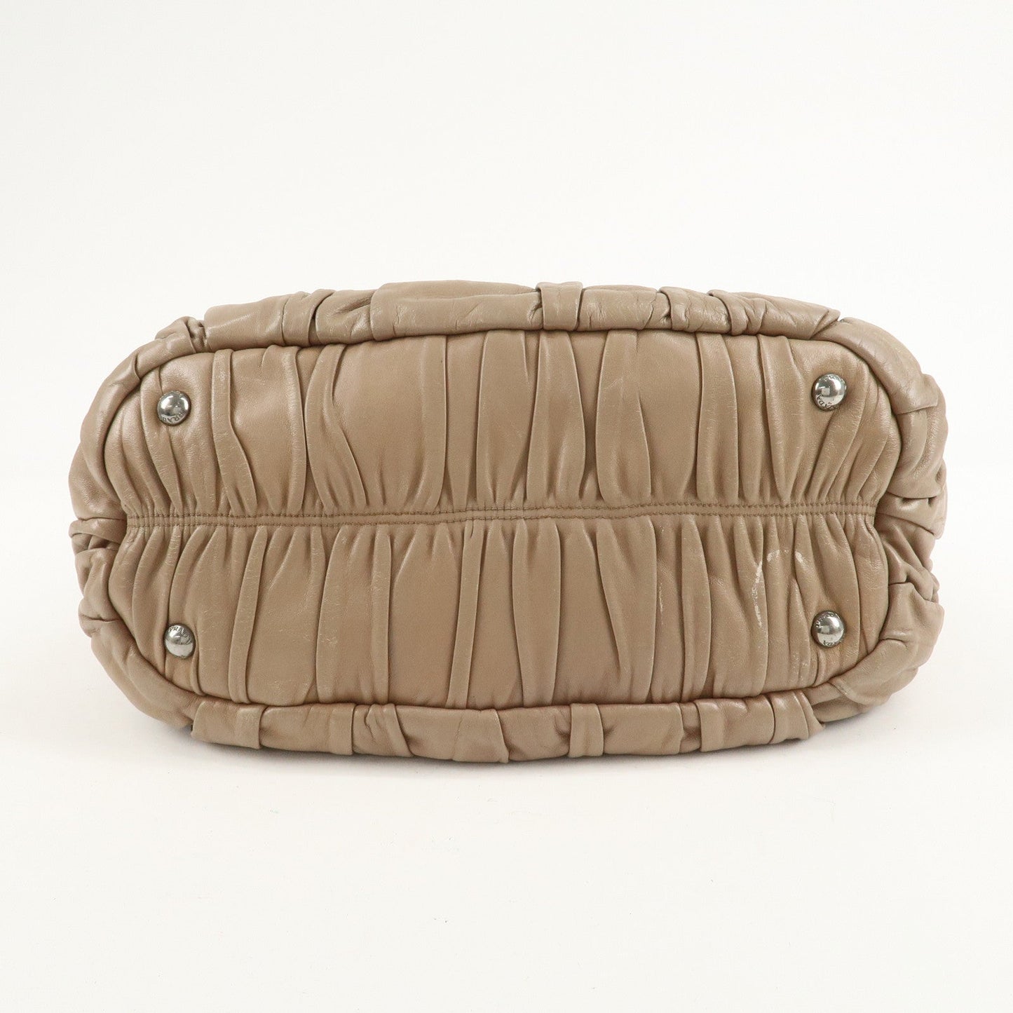 PRADA Leather 2Way Hand Bag Shoulder Bag Beige N1788  d