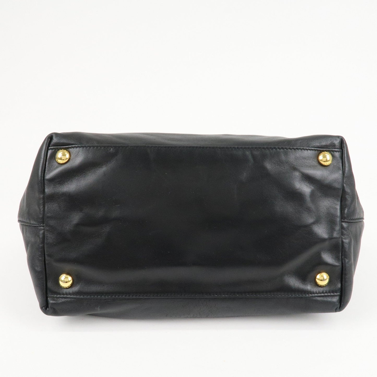 PRADA Nappa Leather Ribbon Tote Bag Hand Bag NERO Black BN1601  d