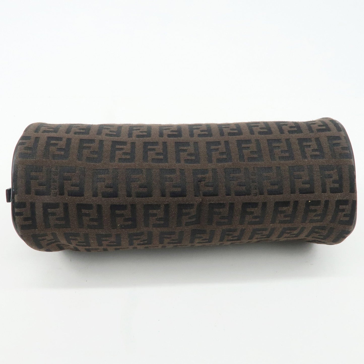 FENDI Zucchino Canvas Leather Pouch Hand Bag Black Brown 7N0016  d