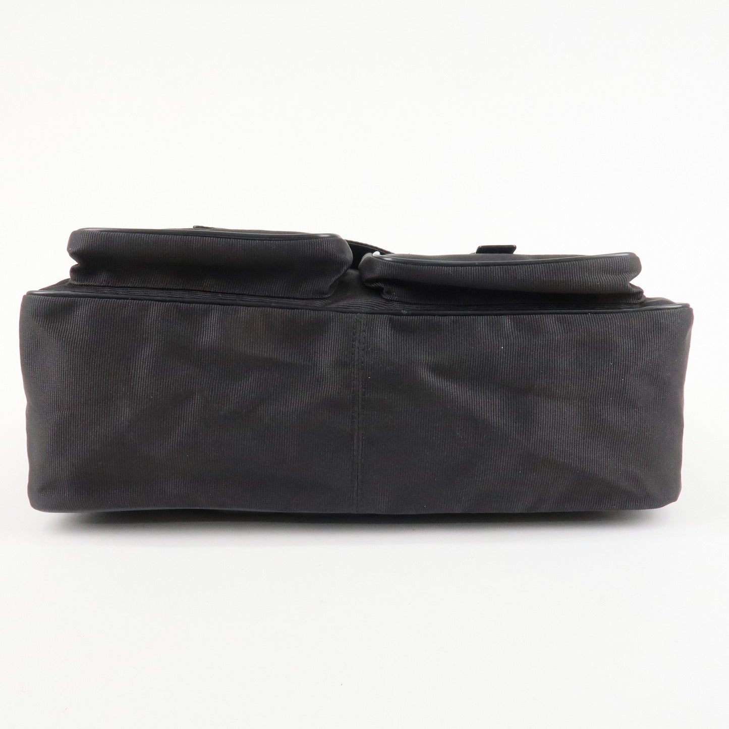 FENDI Nylon Canvas Leather Shoulder Bag Hand Bag Black Brown  d