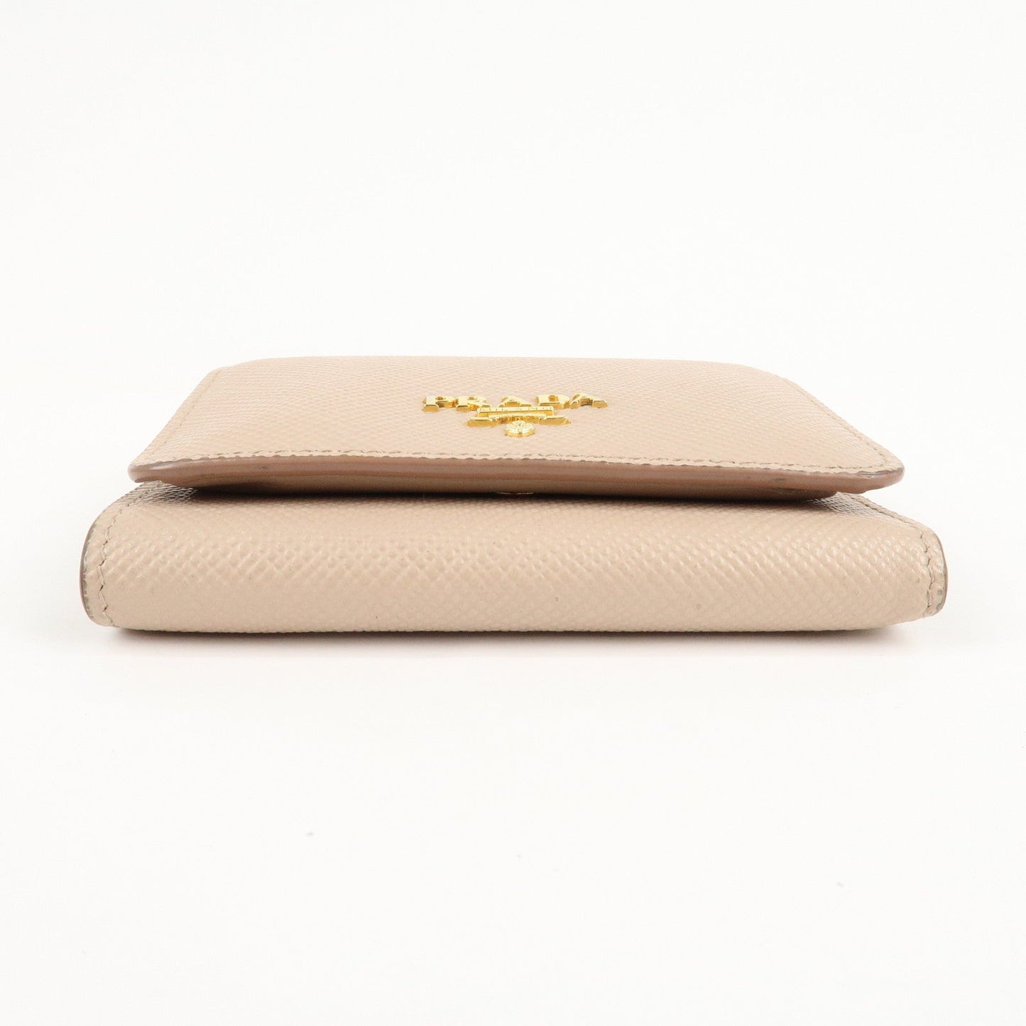 PRADA Saffiano Leather Trifold Compact Wallet Beige 1MH176  d