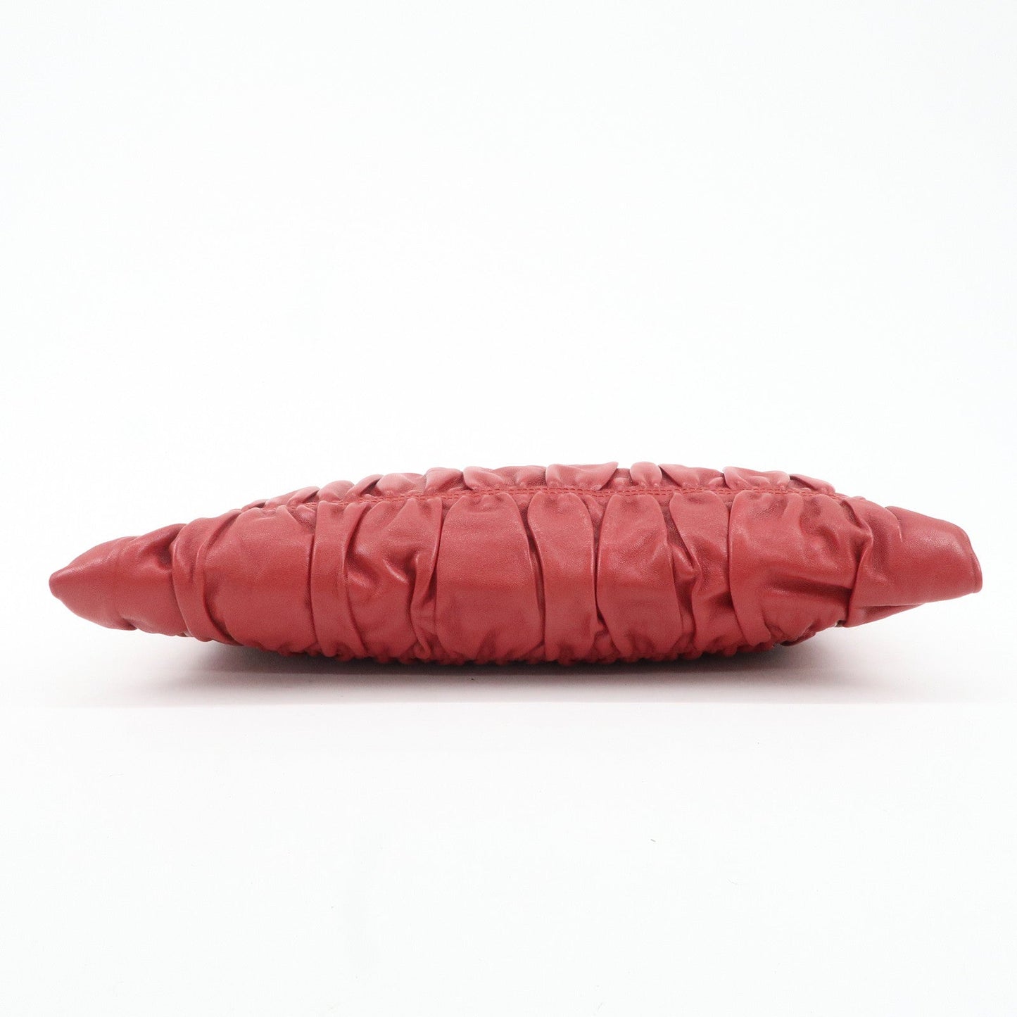 PRADA Leather Clutch Bag Red  d