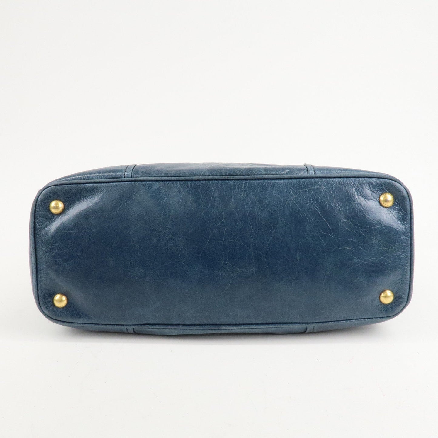 PRADA Leather 2Way Bag Hand Bag Shoulder Bag Blue BN2325  d