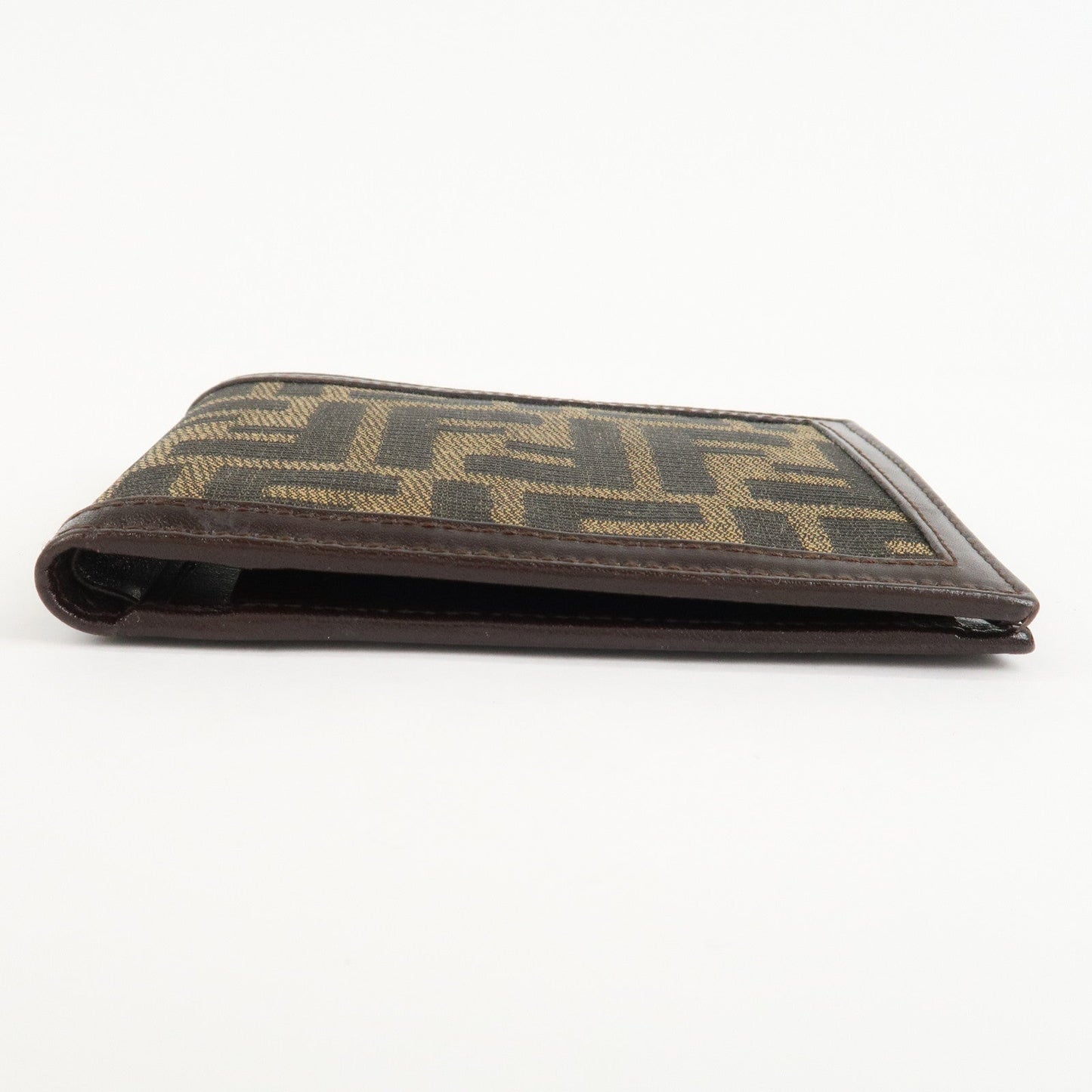 FENDI Zucca Canvas Leather Bifold Wallet Brown Black 31011  d