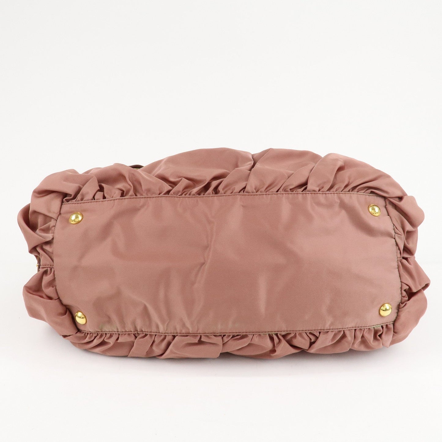 Prada Nylon Leather Gathered Chain Shoulder Tote Bag Pink Black  d