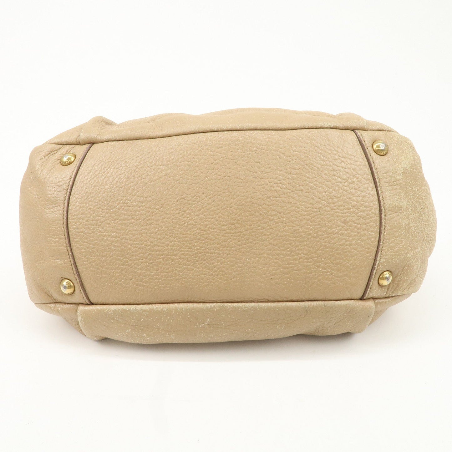 PRADA Leather Chain Shoulder Bag Beige  d