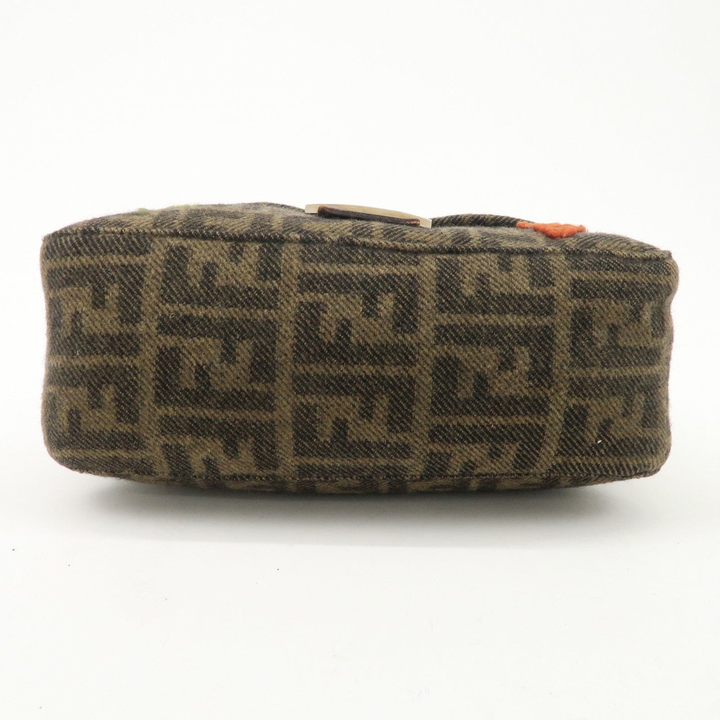 FENDI Mamma Baguette Wool Leather Shoulder Bag Tree Motif Khaki  d