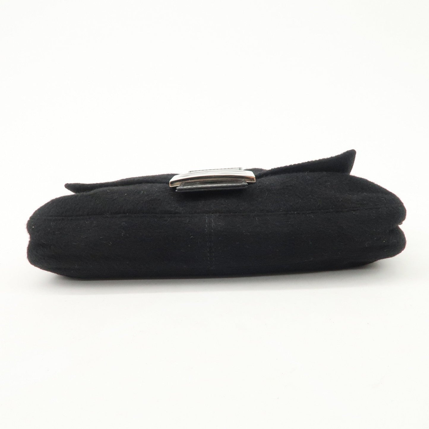 FENDI Mamma Baguette Cashmere Leather Shoulder Bag  Black 26424  d