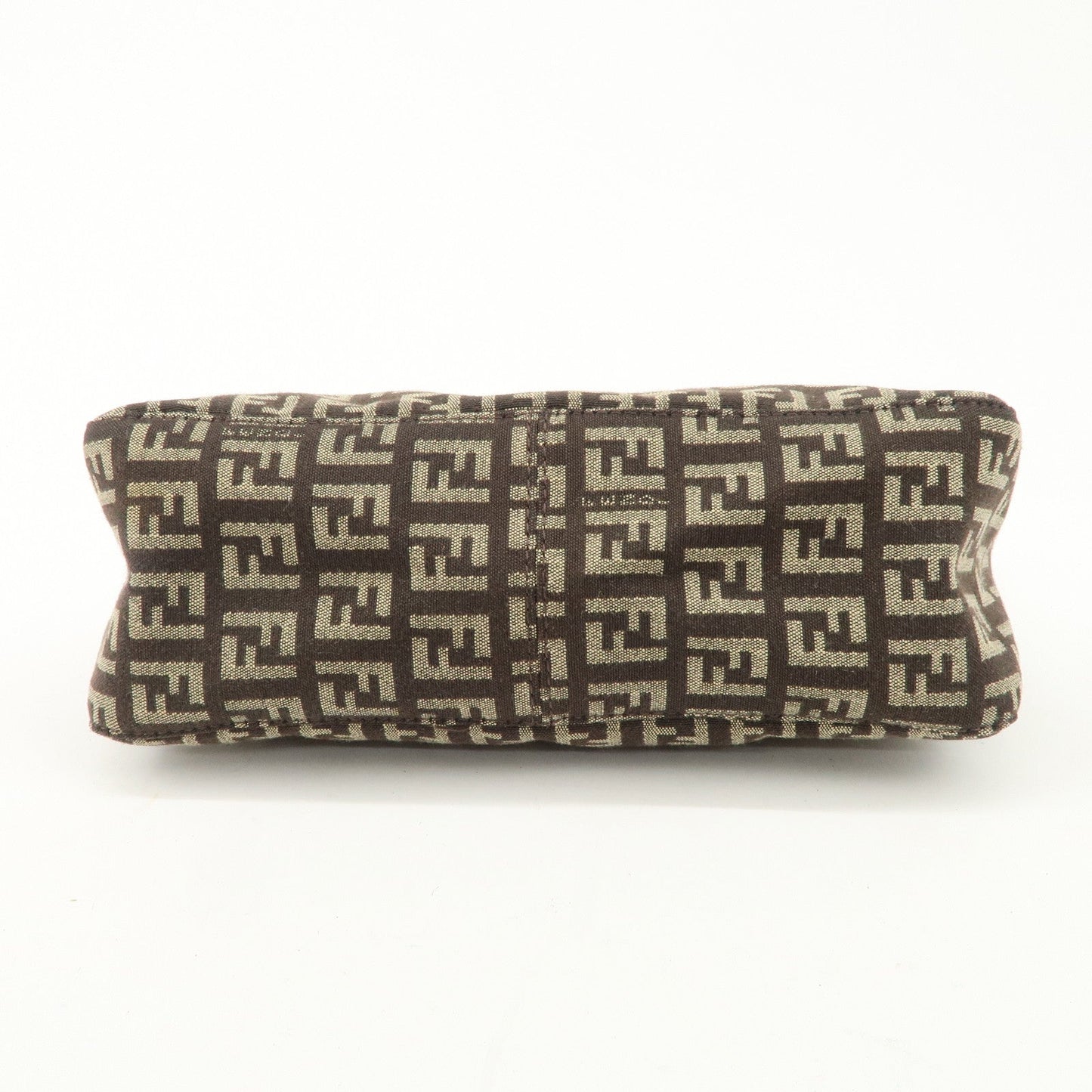 FENDI Zucchino Canvas Leather Shoulder Bag Dark Brown 8BR249  d