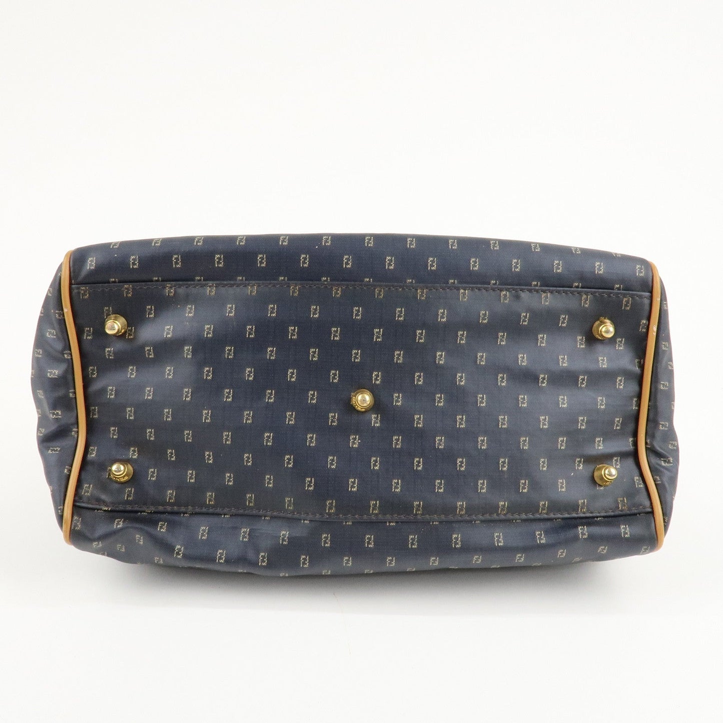 FENDI PVC Leather 2Way Bag Hand Bag Navy Brown  d