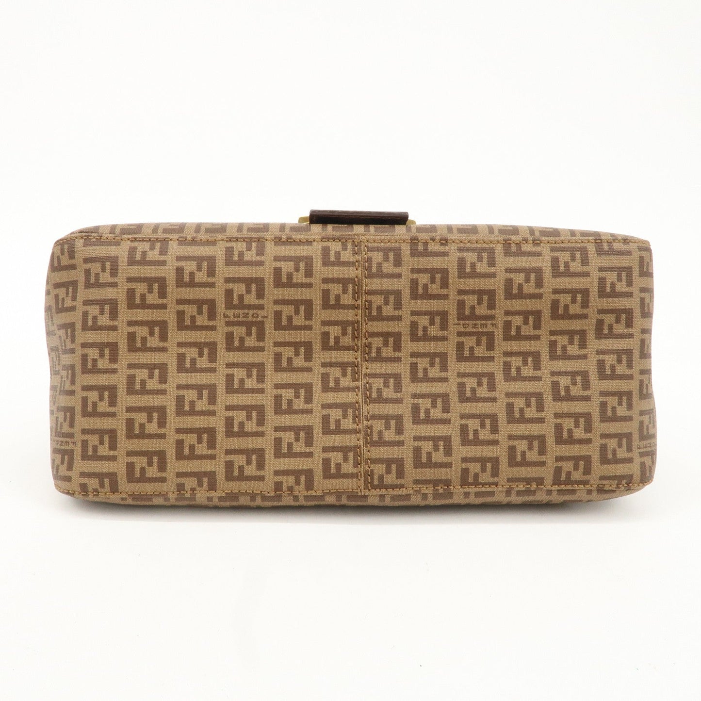 FENDI Mamma Baguette Zucchino Canvas PVC Leather Shoulder Bag  d