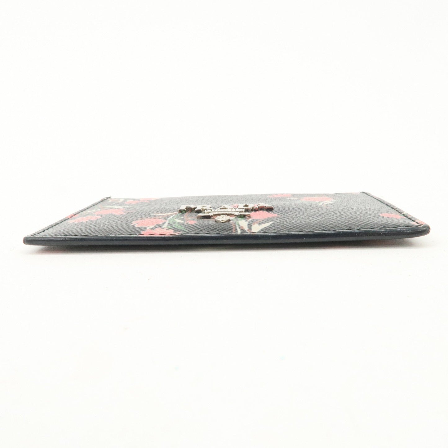 PRADA Saffiano Card Case Floral Pattern Black Pink 1MC208  d