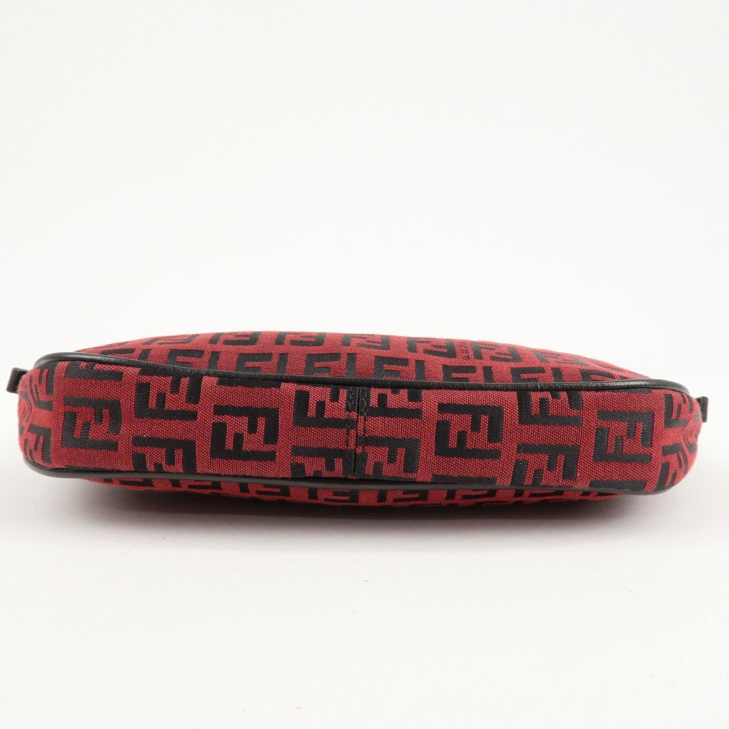 FENDI Zucchino Canvas Leather Accessory Pouch Hand Bag Black Red  d