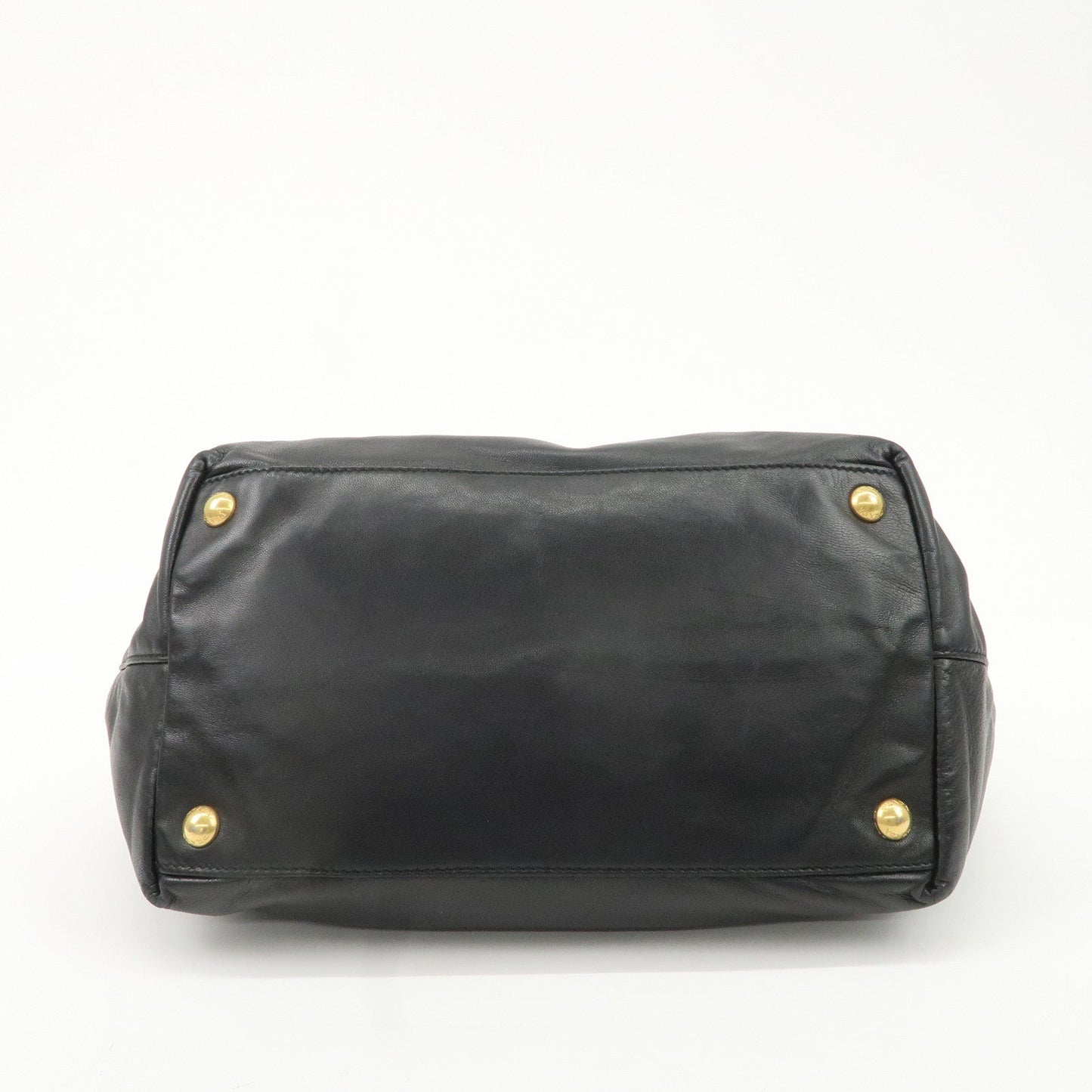 PRADA Leather Ribbon Tote Bag Hand Bag NERO Black BN1601  d