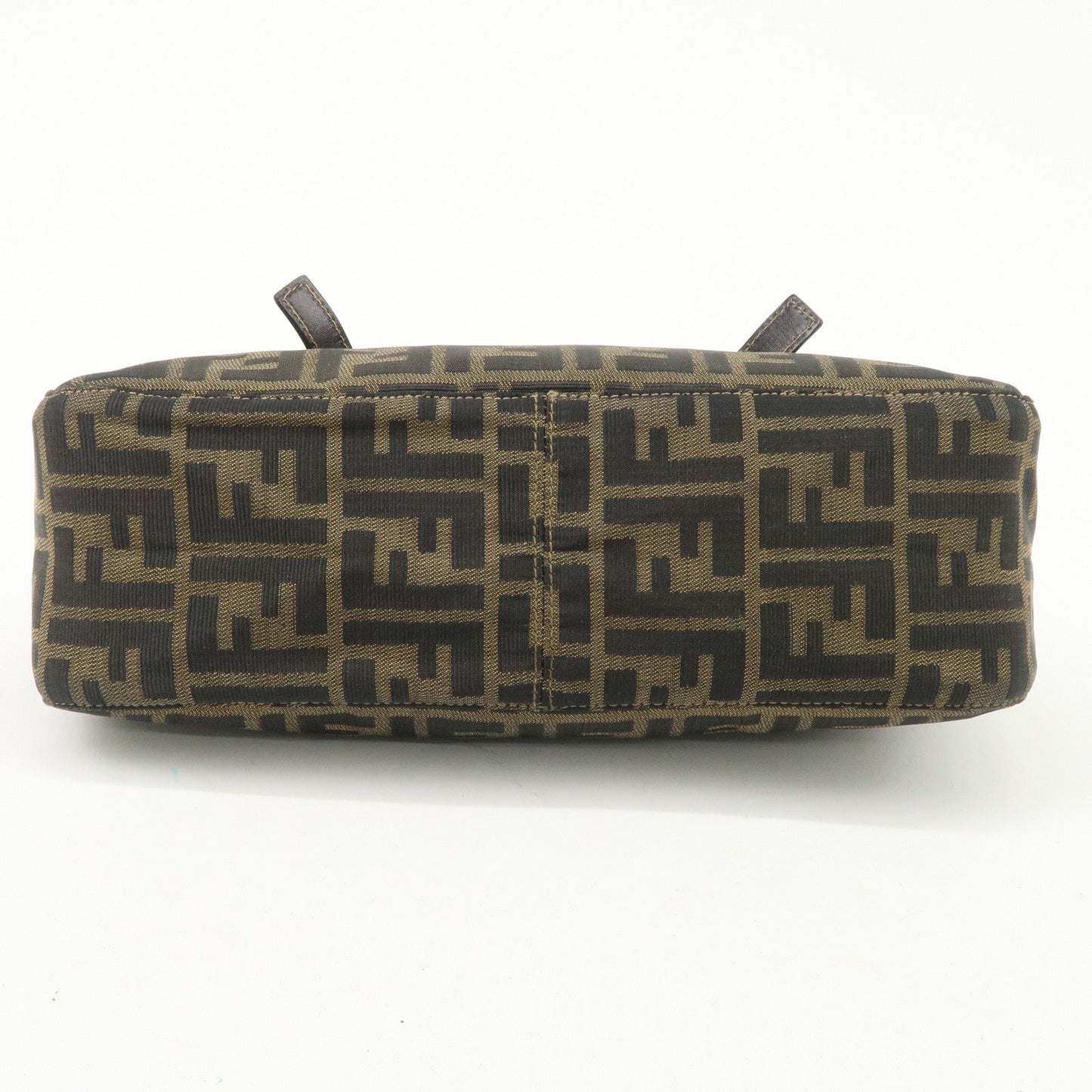 FENDI Zucca Canvas Leather Hand Bag Brown Black Gold Hardware  d