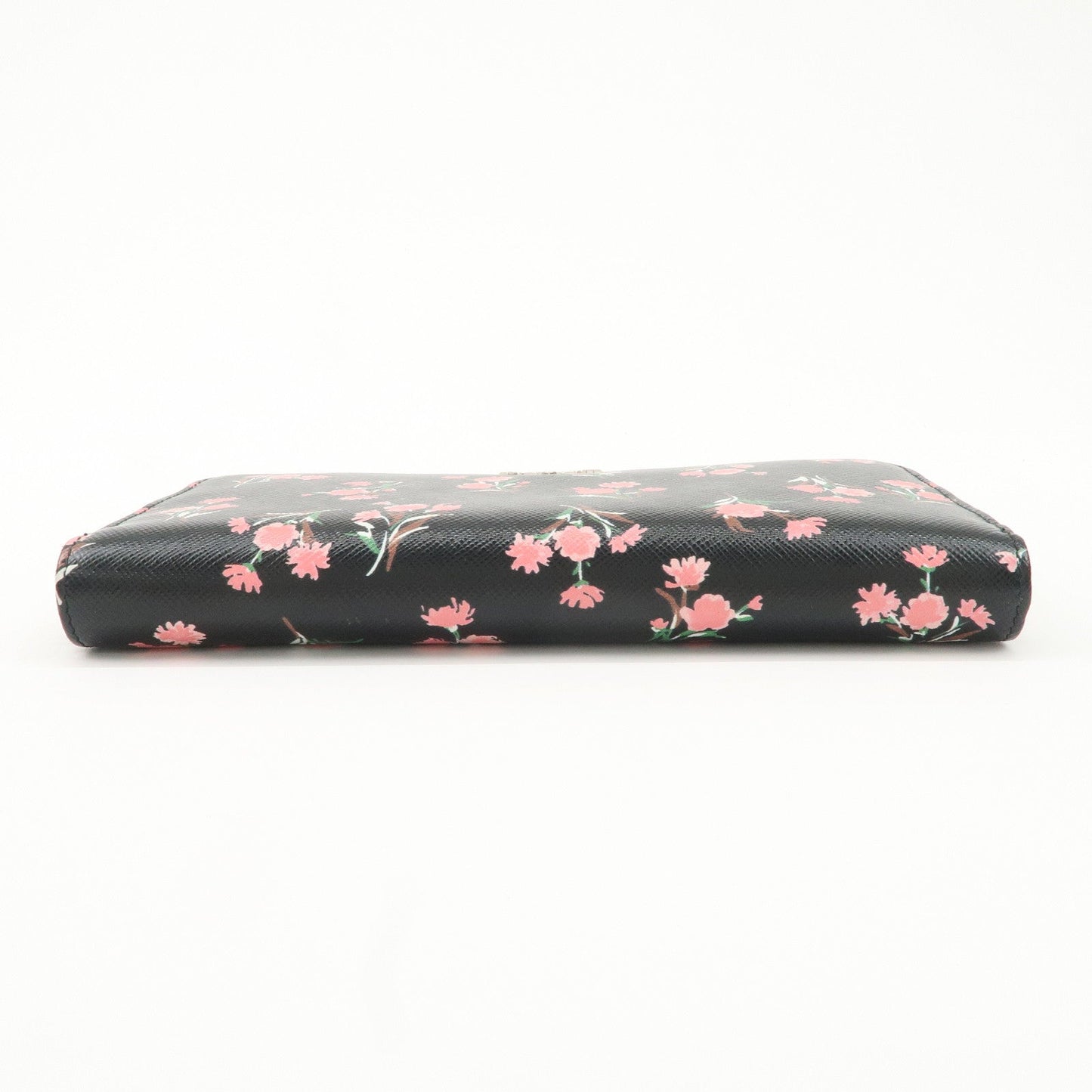 PRADA Logo Leather Round Zipper Long Wallet Flower 1ML506  d