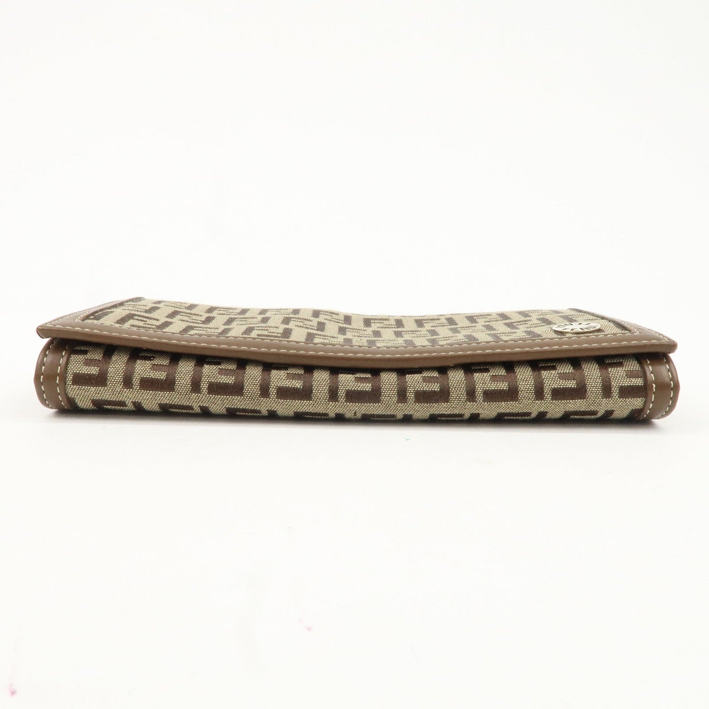 FENDI Zucchino Canvas Leather Long Wallet Brown 8M0000  d